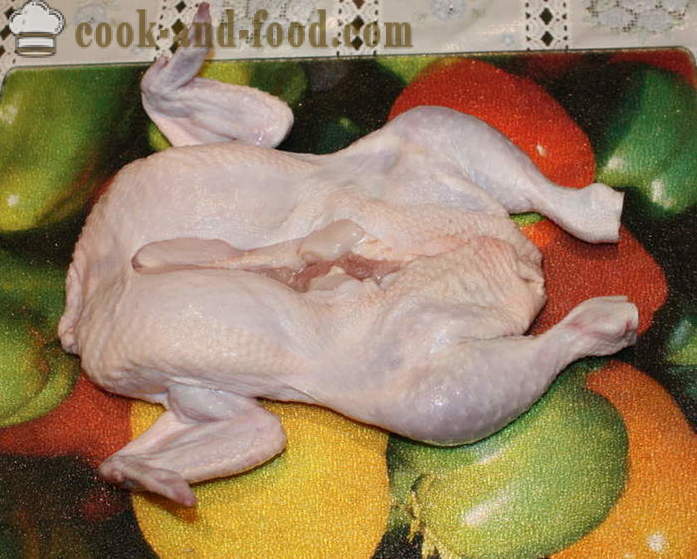 Frittelle di pollo farcito al forno - come cucinare un pollo frittelle ripiene, senza ossa, un passo per passo ricetta foto