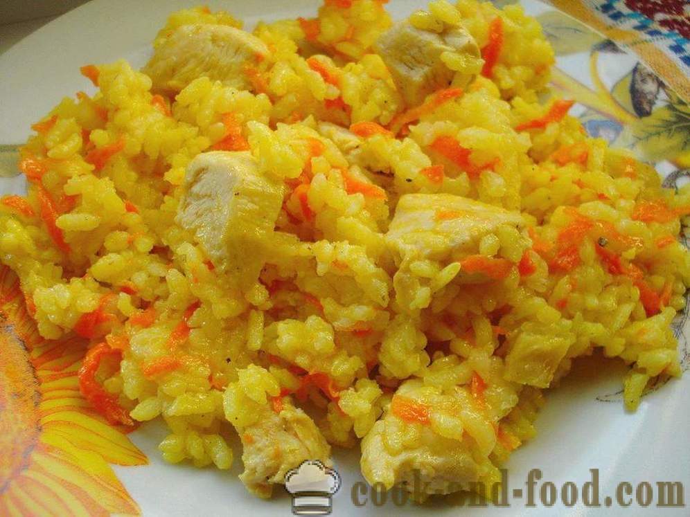 Pilaf con il pollo in multivarka - come cucinare il risotto con pollo in multivarka, passo dopo passo ricetta foto