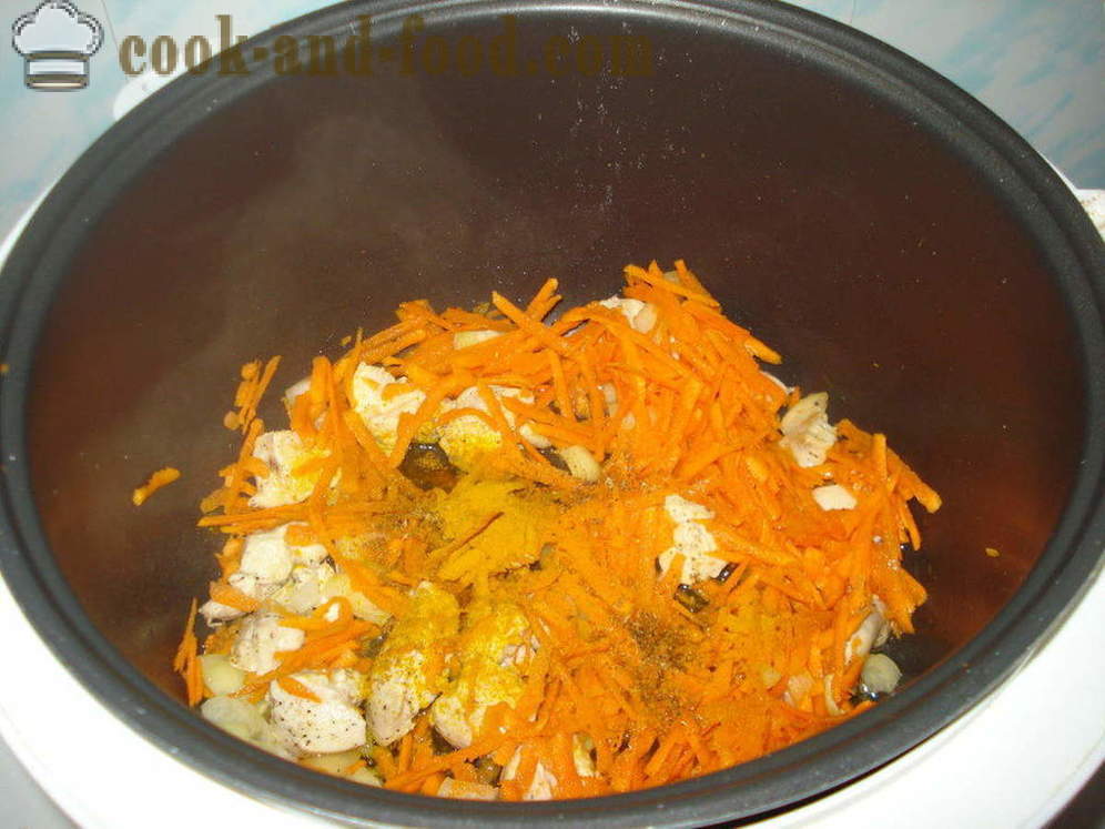 Pilaf con il pollo in multivarka - come cucinare il risotto con pollo in multivarka, passo dopo passo ricetta foto