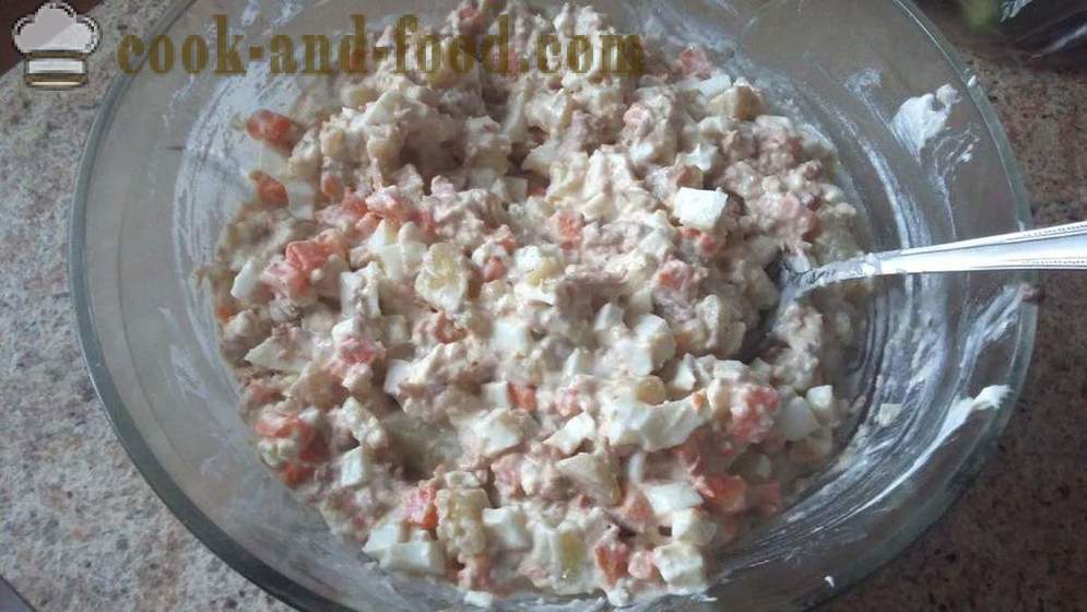 Insalata di tonno con uova e patate - come preparare un'insalata di tonno in scatola, passo dopo passo le foto delle ricette