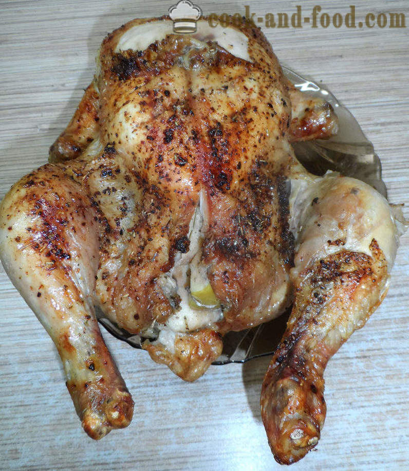 Pollo al forno con le mele in aerogrill - Come cuocere pollo intero, passo dopo passo ricetta foto