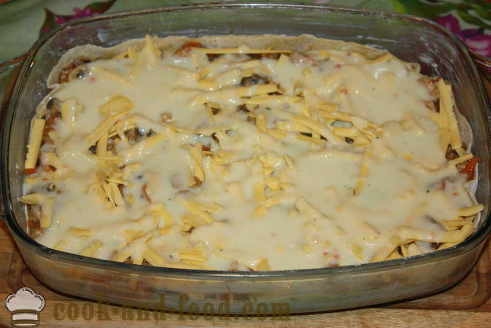 Lasagne con pollo e melanzane - come cucinare le lasagne con pollo e melanzane, un passo per passo ricetta foto