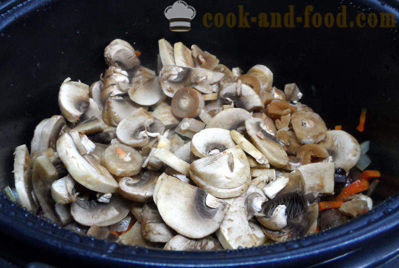 Cuori di pollo con funghi in multivarka - come cucinare cuori di pollo con funghi, un passo per passo ricetta foto