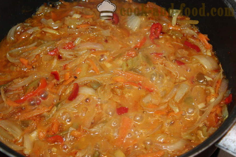 Insalata di lenticchie calda con pollo e verdure - come cucinare un insalata tiepida di lenticchie, un passo per passo ricetta foto
