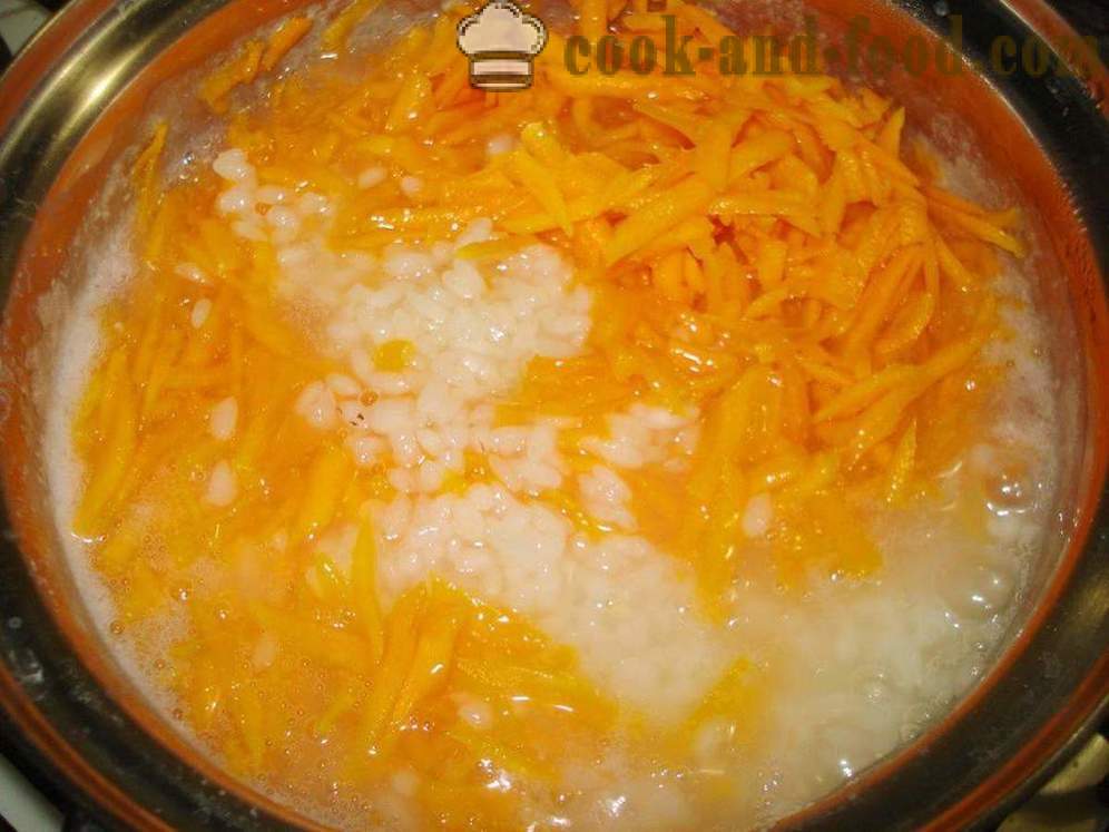 Zucca porridge di riso e semi di girasole - come cucinare una deliziosa zuppa di zucca, un passo per passo ricetta foto
