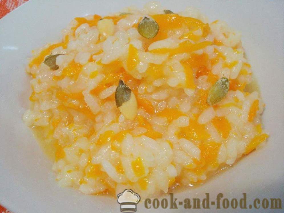 Zucca porridge di riso e semi di girasole - come cucinare una deliziosa zuppa di zucca, un passo per passo ricetta foto