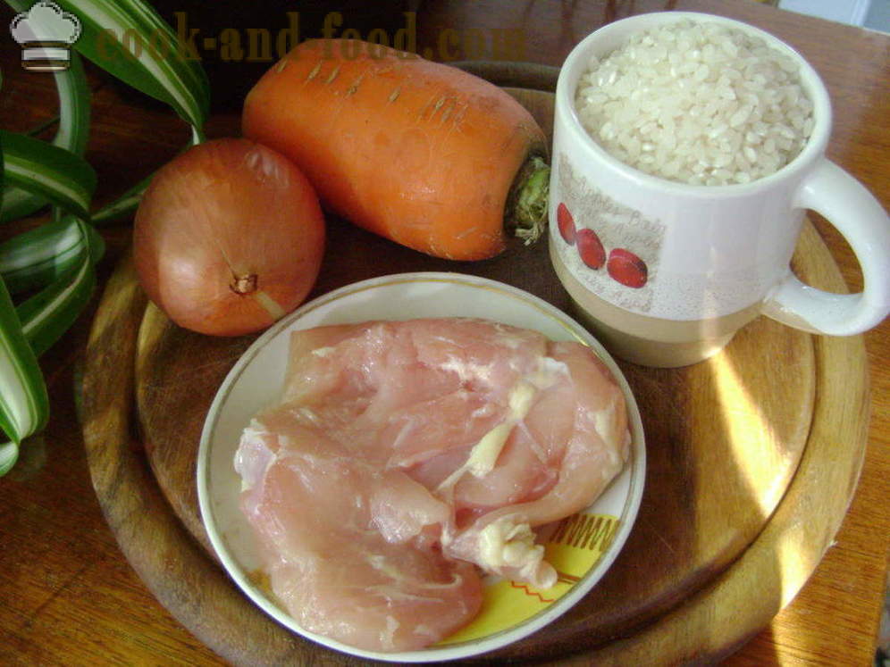 Pilaf con il pollo in una padella - come cucinare il risotto con pollo, un passo per passo ricetta foto