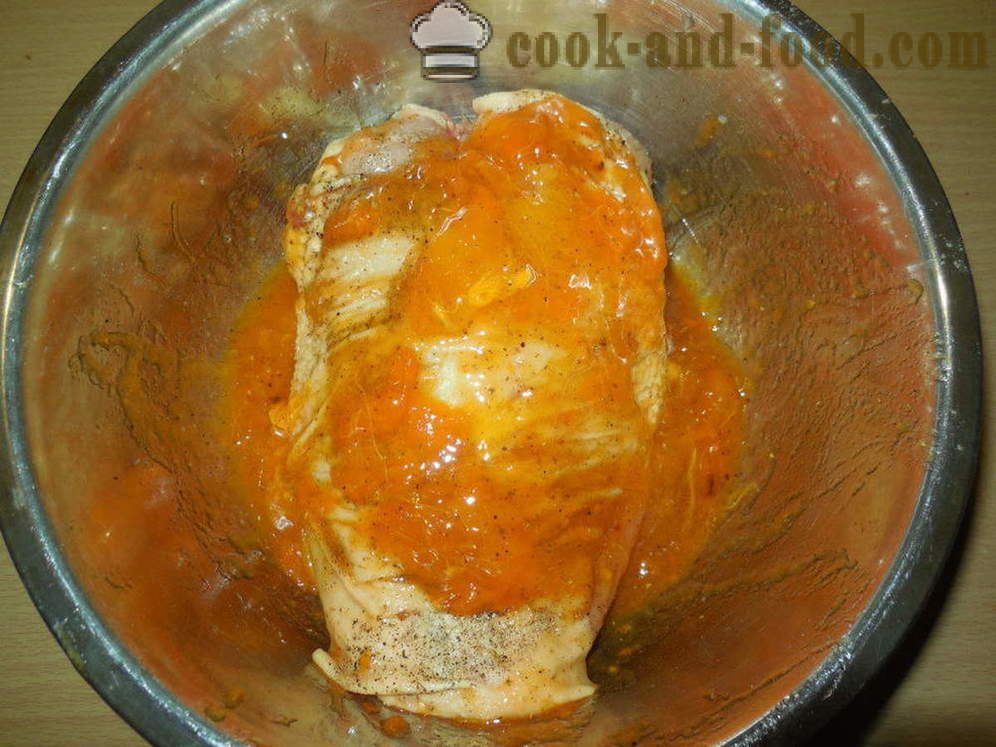 Petto di pollo Juicy al forno - come cucinare petti di pollo al forno, con un passo per passo ricetta foto