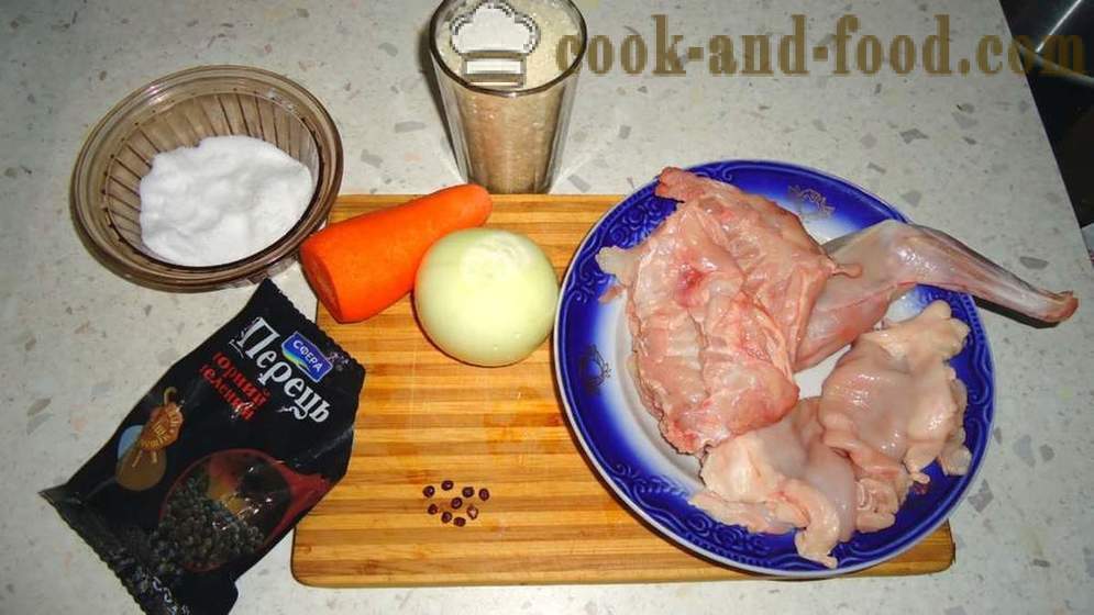 Multivarka Pilaf coniglio - Come cucinare il risotto con coniglio multivarka, passo dopo passo ricetta foto