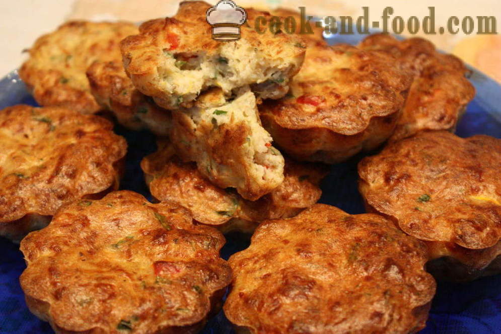 Muffins zucchine con formaggio al forno - come cucinare muffin di zucca, passo dopo passo le foto delle ricette