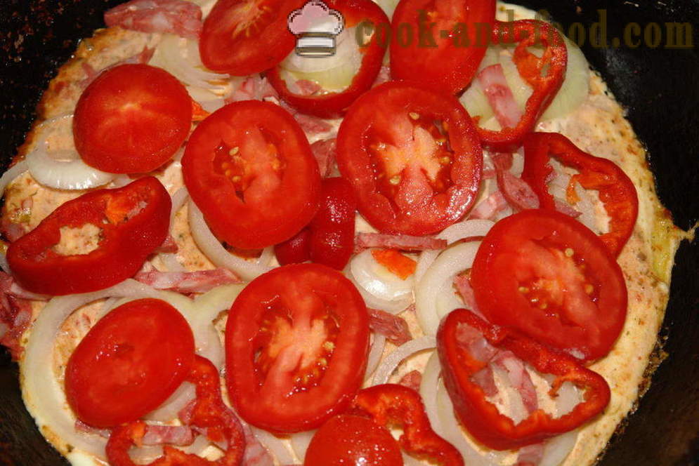 Azzimo pizza veloce in padella per 10 minuti - come cucinare una pizza in padella rapidamente, passo dopo passo ricetta foto