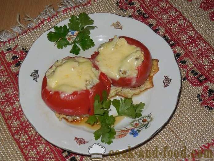 Uova strapazzate in originale pomodori o deliziosi pomodori con formaggio e uova - come cucinare le uova strapazzate, passo dopo passo le foto delle ricette