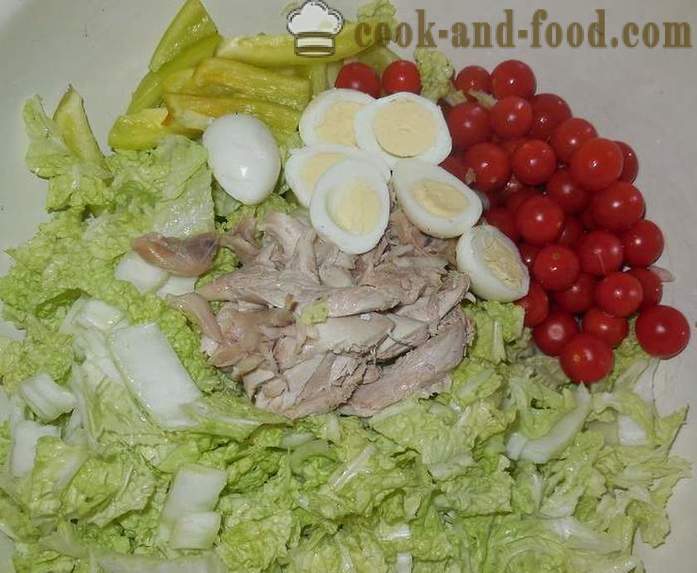 Insalata con uova di quaglia - passo dopo passo, come preparare un'insalata di uova di quaglia, la ricetta con una foto