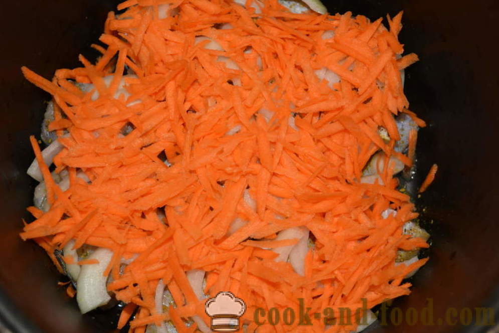 Pollock, in umido con cipolle, carote e pomodori in maionese - passo dopo passo come cucinare pollack stufato con verdure in multivarka, la ricetta con una foto