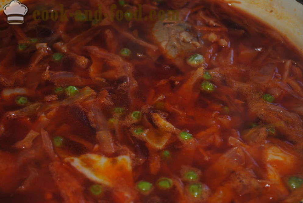 Borsch con le barbabietole, cavoli e carne - come cucinare la zuppa con le barbabietole, con un passo per passo ricetta foto