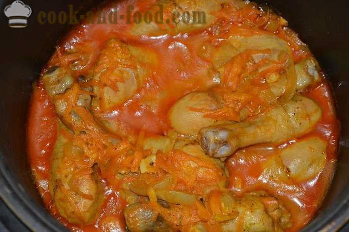 Coscia di pollo in multivarka con verdure e salsa - entrambi deliziosi per cucinare cosce di pollo in multivarka, passo dopo passo le foto delle ricette