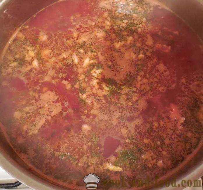 Classic, zuppa di zuppa di barbabietole con carne caldo - come cucinare zuppa di barbabietole, un passo per passo ricetta foto