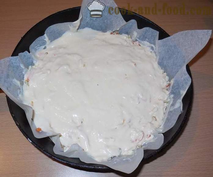 Torta gelatina su kefir con carne e verdure - come cucinare una torta ripiena di riempitivo, un passo per passo ricetta foto