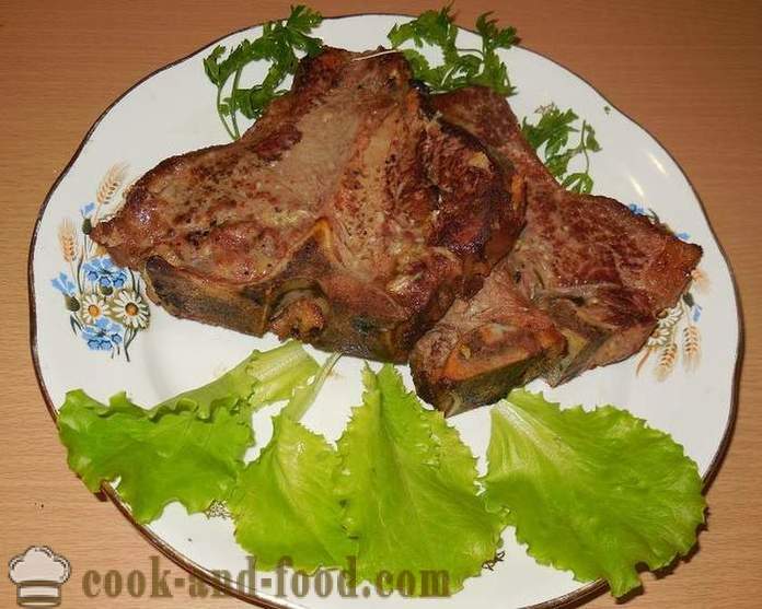 Delicious e succosa bistecca di manzo o maiale Ti Bon - cucinare pieno di carne torrefazione - un passo per passo ricetta foto