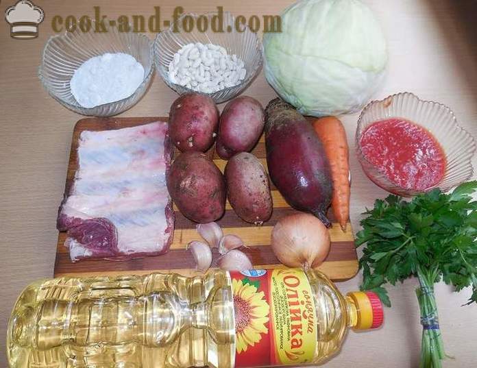 Borscht ucraino classica con barbabietole, fagioli e carne - un passo per passo la ricetta con le foto come cucinare la zuppa in multivarka.