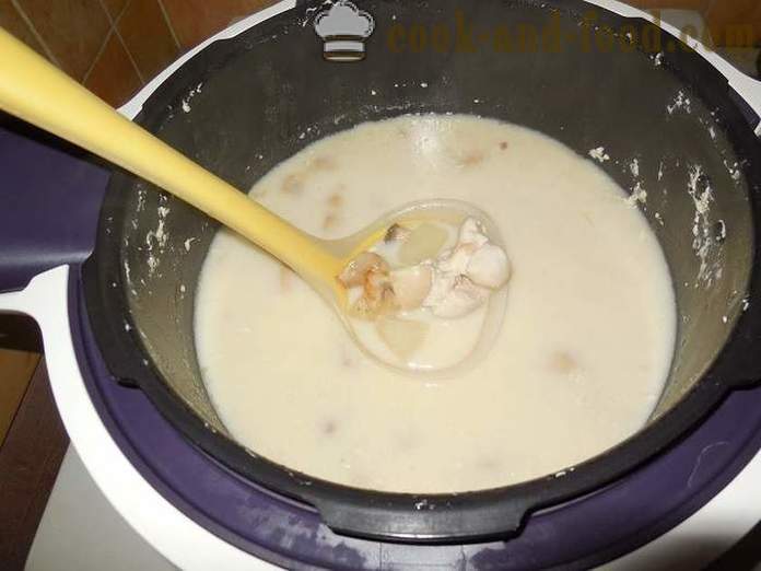 Zuppa di formaggio con formaggio fuso, funghi e pollo - come cucinare zuppa di formaggio in multivarka, passo dopo passo la ricetta con le foto.