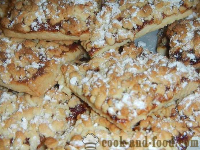 Biscotti di pasta frolla con marmellata e le briciole dalla prova - come cucinare biscotti con le briciole in alto, passo dopo passo ricetta tagliuzzato pasticceria con le foto.