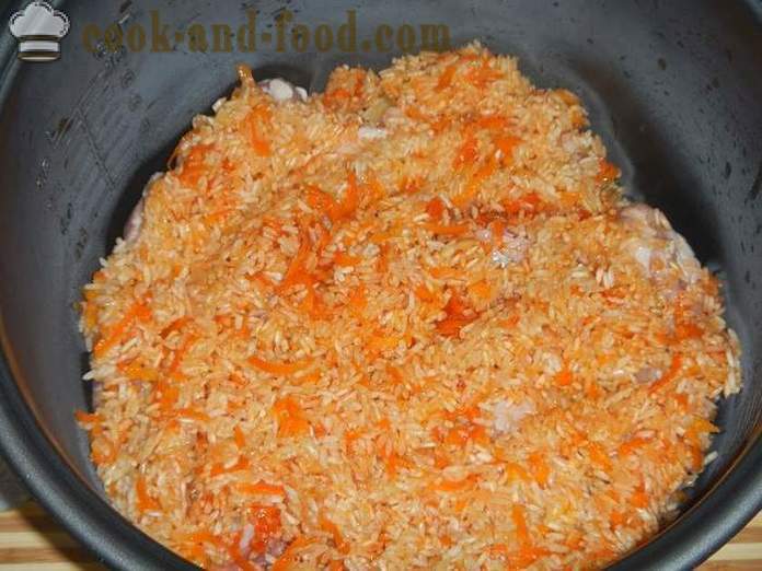 Carne di maiale e riso croccante in multivarka - come cucinare il riso con carne in multivarka, passo dopo passo la ricetta con le foto.