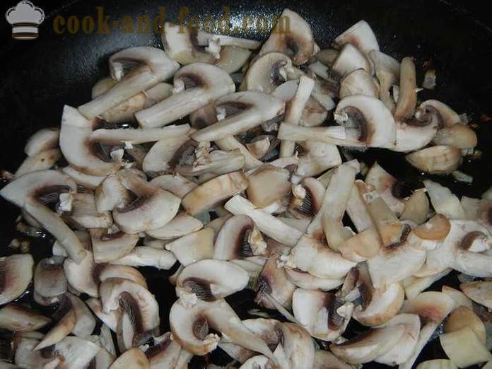 Cuori di pollo in umido con funghi - entrambi molto gustoso preparare i cuori, passo dopo passo, la ricetta con una foto