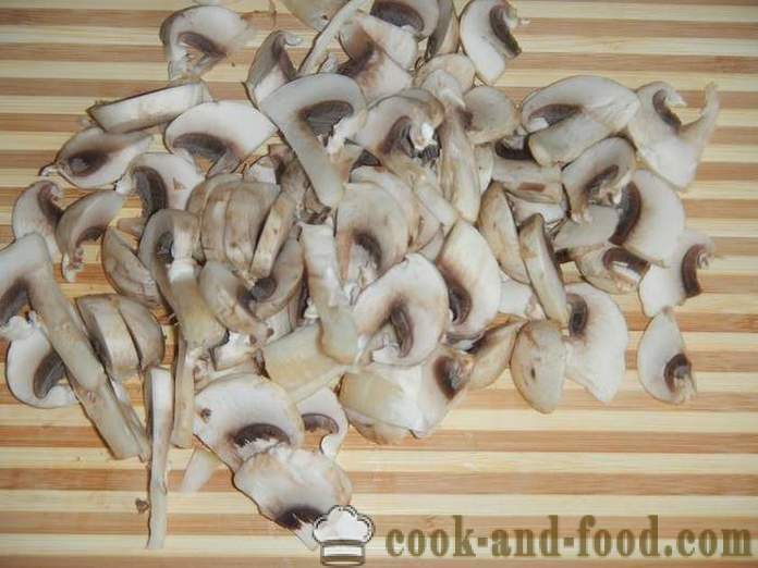 Cuori di pollo in umido con funghi - entrambi molto gustoso preparare i cuori, passo dopo passo, la ricetta con una foto