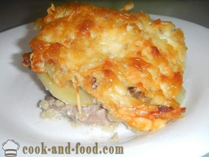 Patate in francese nel forno - una foto-ricetta come cucinare le patate in francese con carne di maiale e funghi