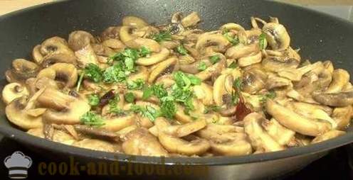 Funghi fritti con panna acida o panna. ricetta semplice e deliziosa con passo dopo passo le foto.