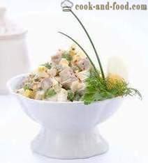 Insalata: classici ingredienti della ricetta, la storia, la composizione, Olivier, cucina, insalata.